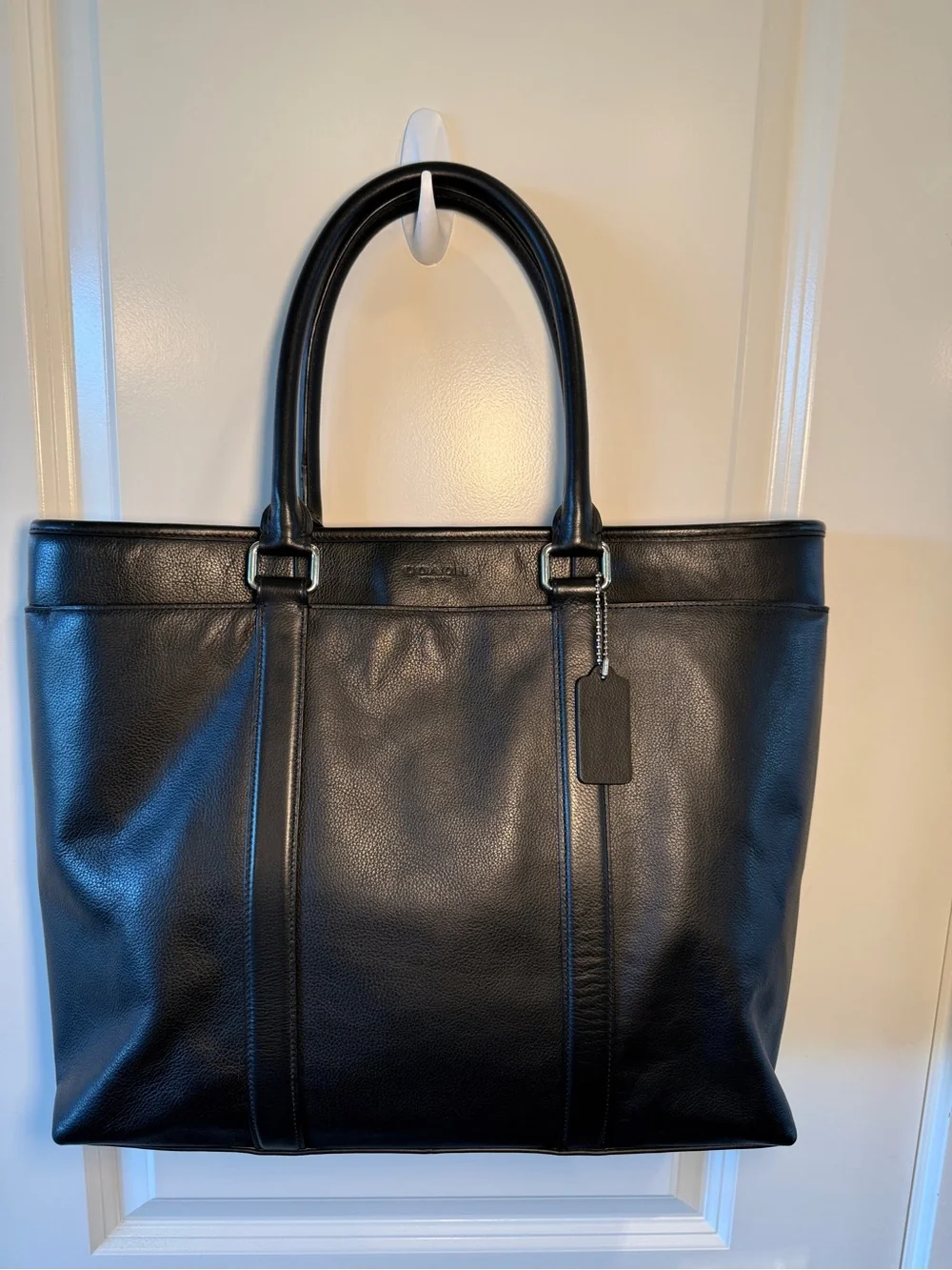COACH - Black Metropolitan Leather Tote / Briefcase with Silver Hardware